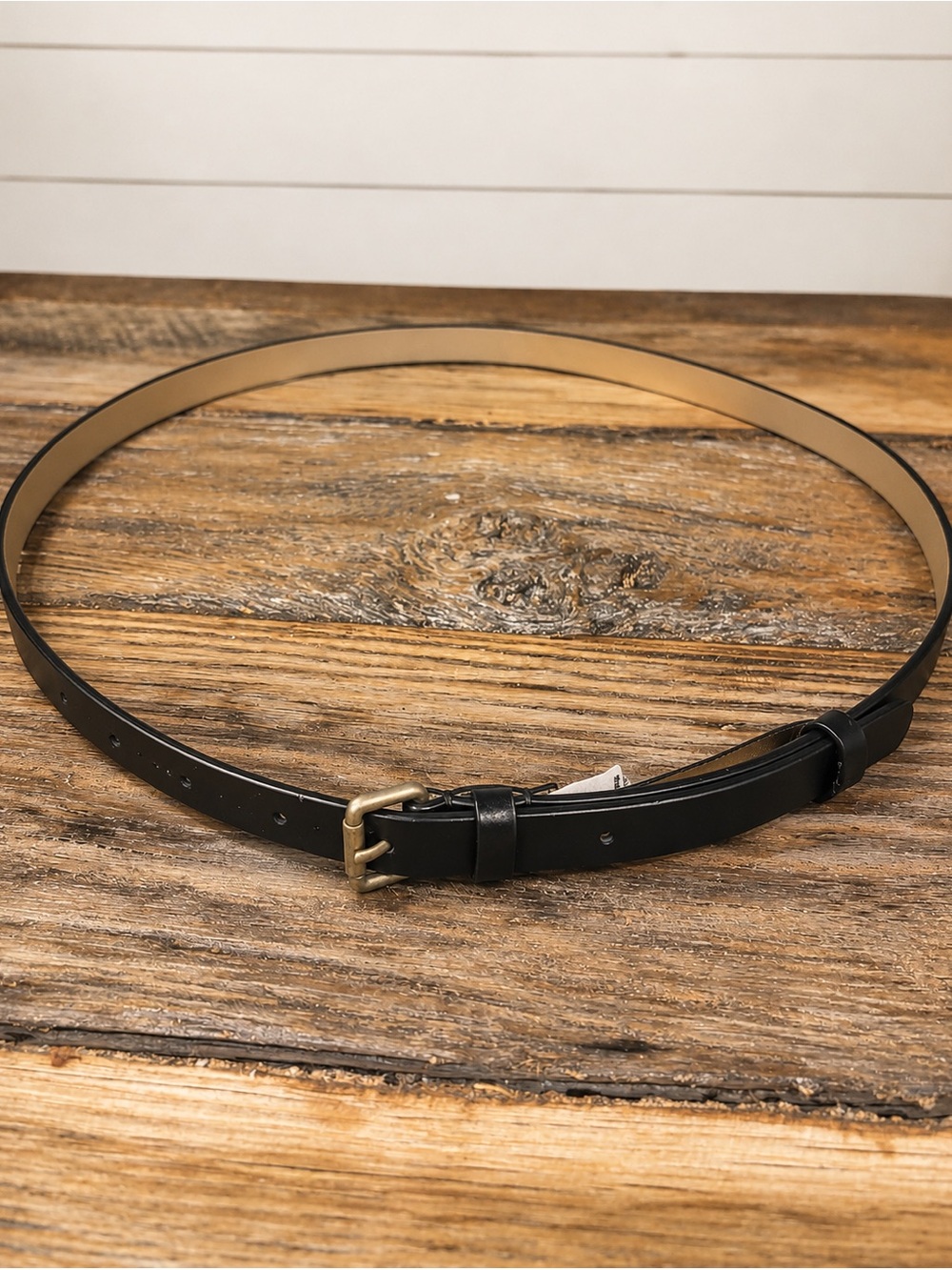 Boden black leather skinny belt size XL